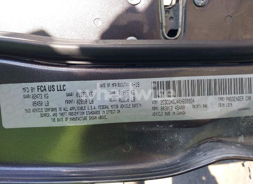 Photo 9 of 2019 Dodge Charger SCAT PACK RWD (VIN 2C3CDXGJ4KH658934)