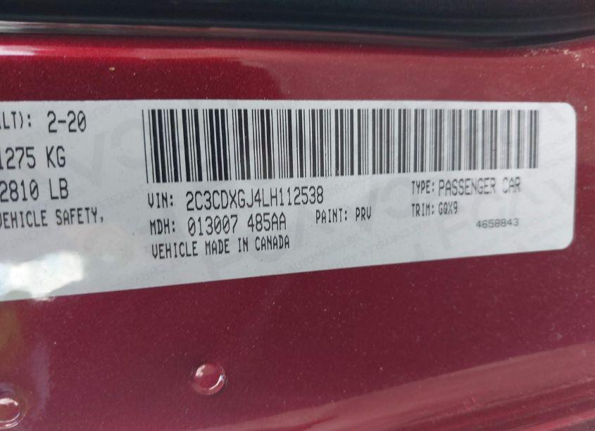 Photo 9 of 2020 Dodge Charger SCAT PACK WIDEBODY (VIN 2C3CDXGJ4LH112538)