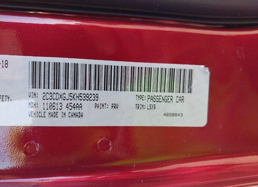 Photo 9 of 2019 Dodge Charger SCAT PACK (VIN 2C3CDXGJ5KH539239)