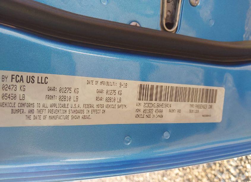 Photo 9 of 2019 Dodge Charger SCAT PACK RWD (VIN 2C3CDXGJ6KH510414)