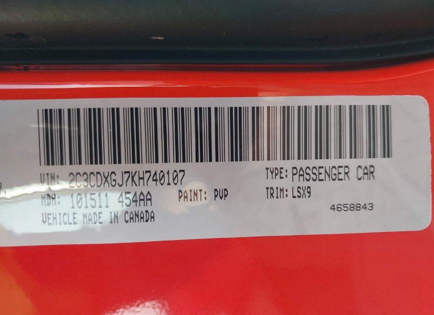 Photo 9 of 2019 Dodge Charger SCAT PACK RWD (VIN 2C3CDXGJ7KH740107)