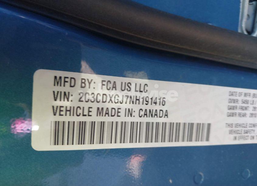 Photo 9 of 2022 Dodge Charger SCAT PACK WIDEBODY (VIN 2C3CDXGJ7NH191416)