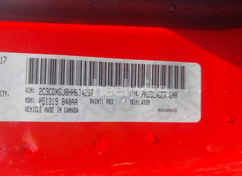 Photo 9 of 2017 Dodge Charger R/T SCAT PACK RWD (VIN 2C3CDXGJ8HH634287)