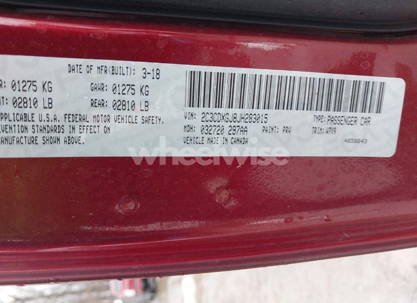 Photo 9 of 2018 Dodge Charger R/T SCAT PACK RWD (VIN 2C3CDXGJ8JH283015)