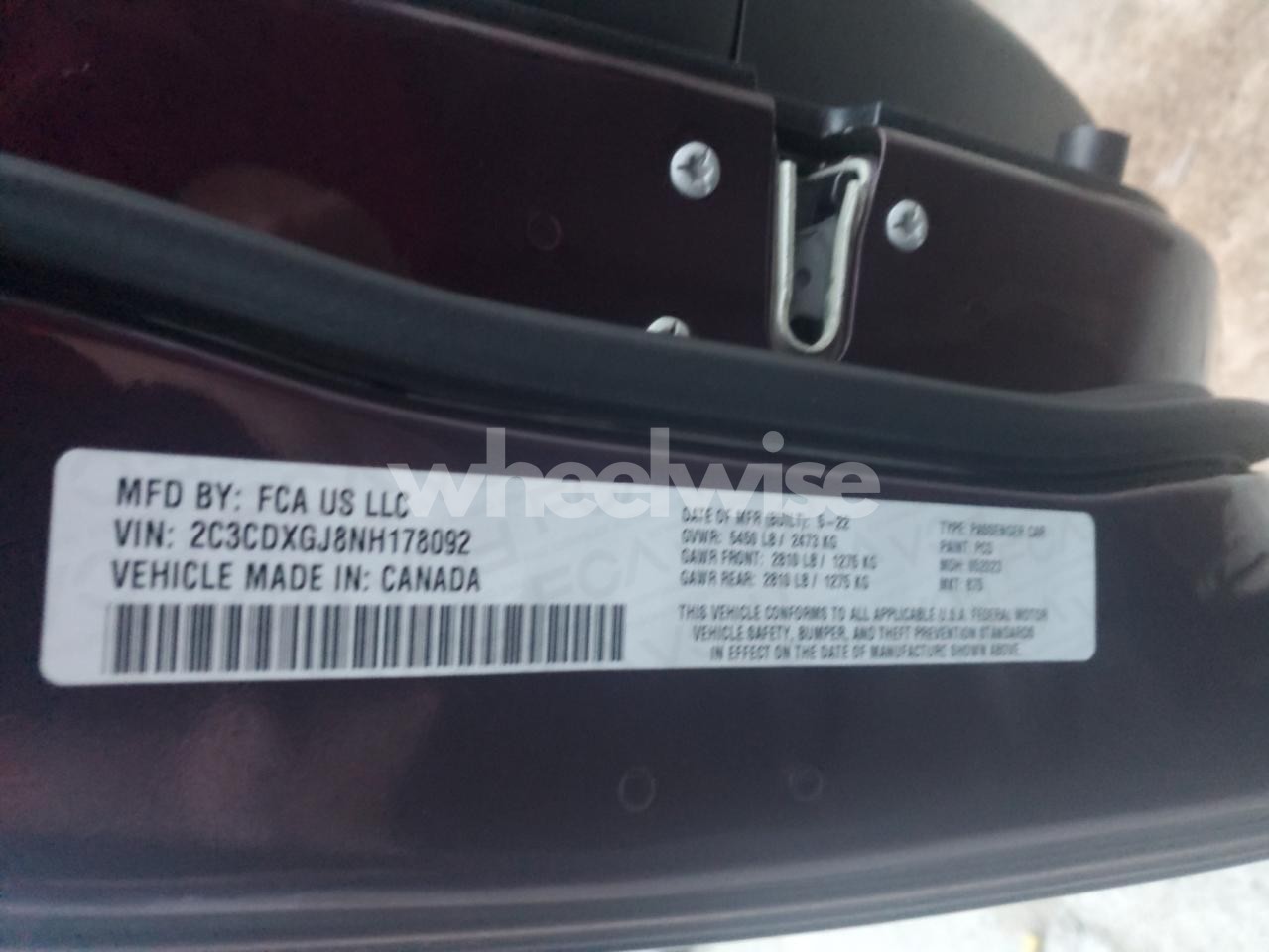 Photo 12 of 2022 DODGE CHARGER SCAT PACK (VIN 2C3CDXGJ8NH178092)