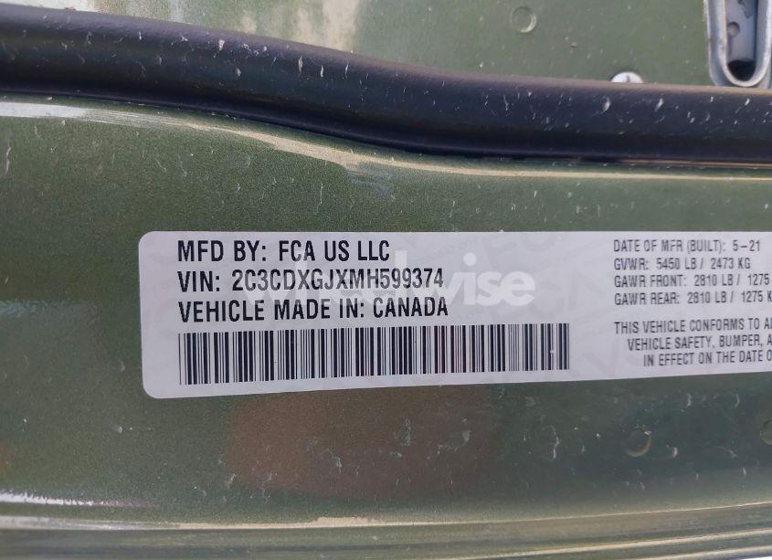 Photo 9 of 2021 Dodge Charger SCAT PACK WIDEBODY RWD (VIN 2C3CDXGJXMH599374)