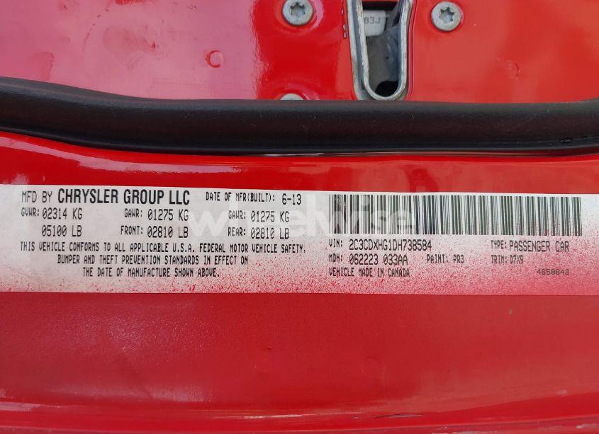 Photo 9 of 2013 Dodge Charger SXT (VIN 2C3CDXHG1DH738584)