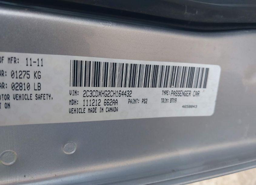 Photo 9 of 2012 Dodge Charger SXT (VIN 2C3CDXHG2CH164432)