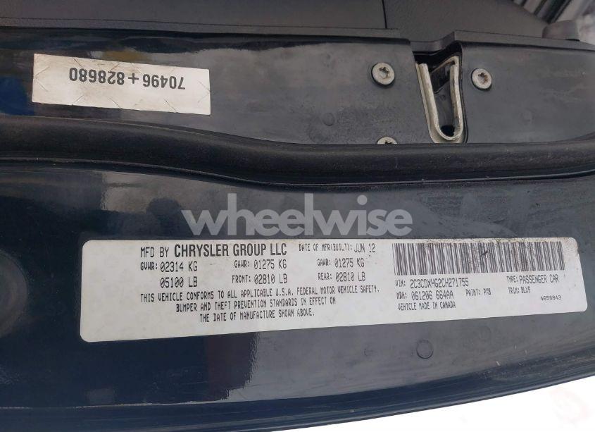 Photo 9 of 2012 Dodge Charger SXT (VIN 2C3CDXHG2CH271755)