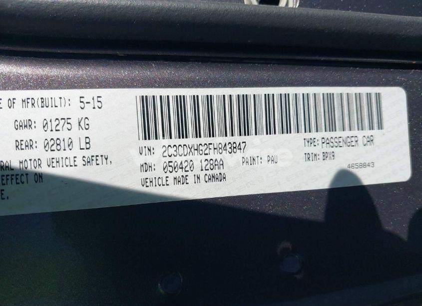 Photo 9 of 2015 Dodge Charger SXT (VIN 2C3CDXHG2FH843847)