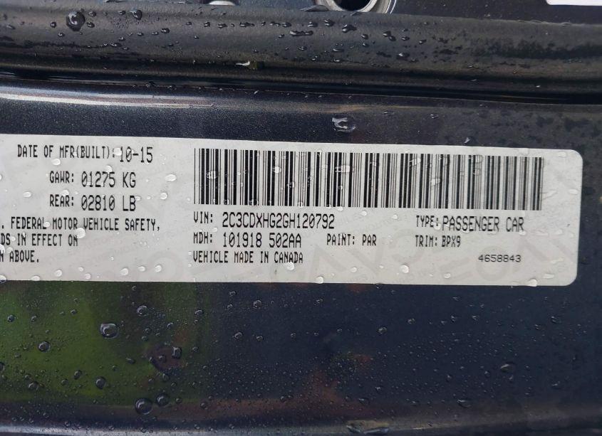 Photo 9 of 2016 Dodge Charger SXT (VIN 2C3CDXHG2GH120792)