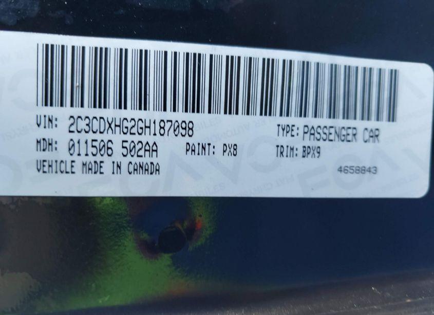 Photo 9 of 2016 Dodge Charger SXT (VIN 2C3CDXHG2GH187098)