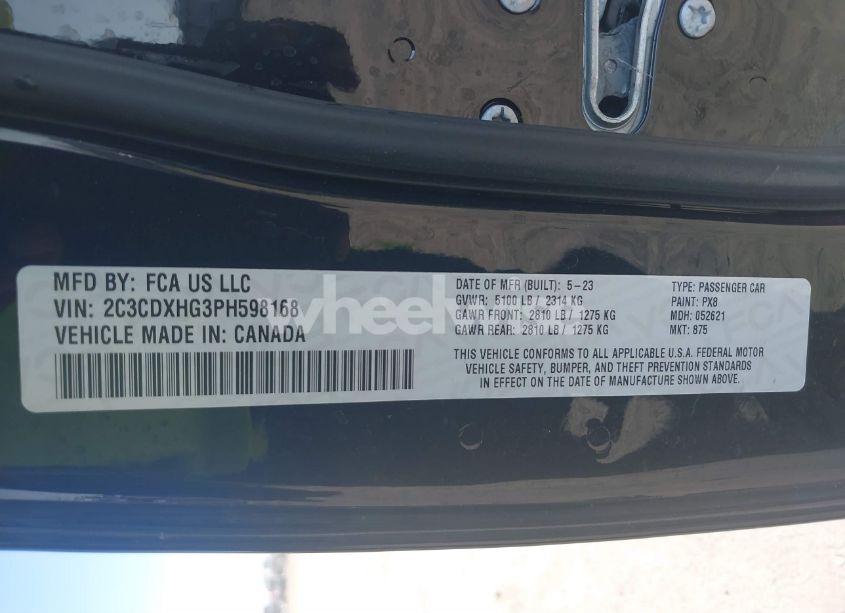 Photo 9 of 2023 Dodge Charger GT (VIN 2C3CDXHG3PH598168)