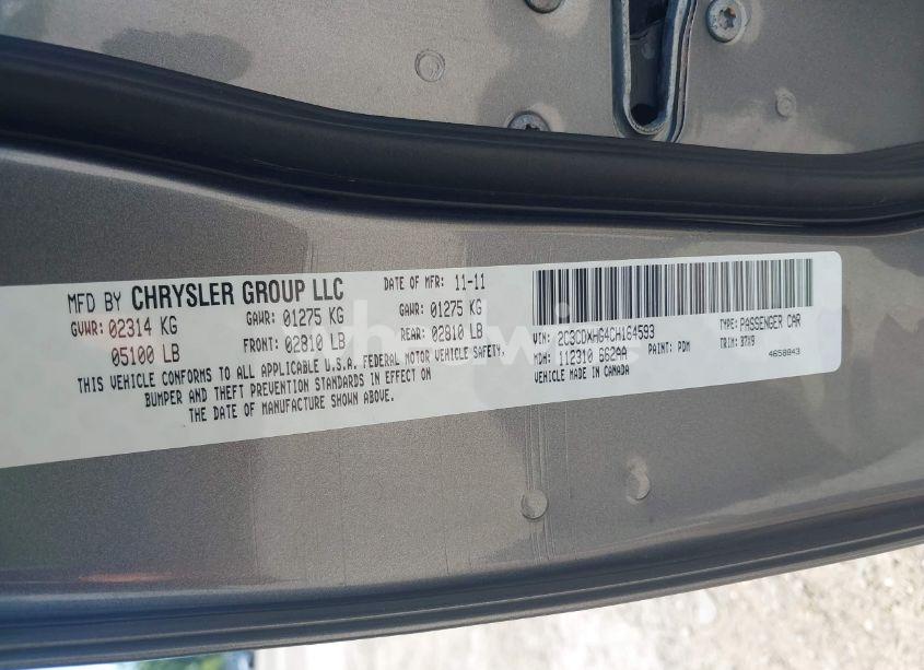 Photo 9 of 2012 Dodge Charger SXT (VIN 2C3CDXHG4CH164593)