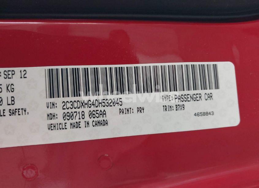 Photo 9 of 2013 Dodge Charger SXT (VIN 2C3CDXHG4DH532045)