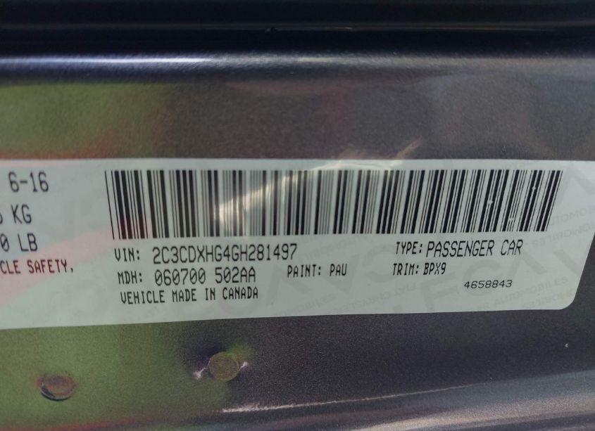 Photo 9 of 2016 Dodge Charger SXT (VIN 2C3CDXHG4GH281497)