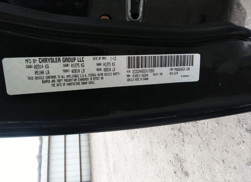 Photo 9 of 2012 Dodge Charger SXT (VIN 2C3CDXHG5CH172931)