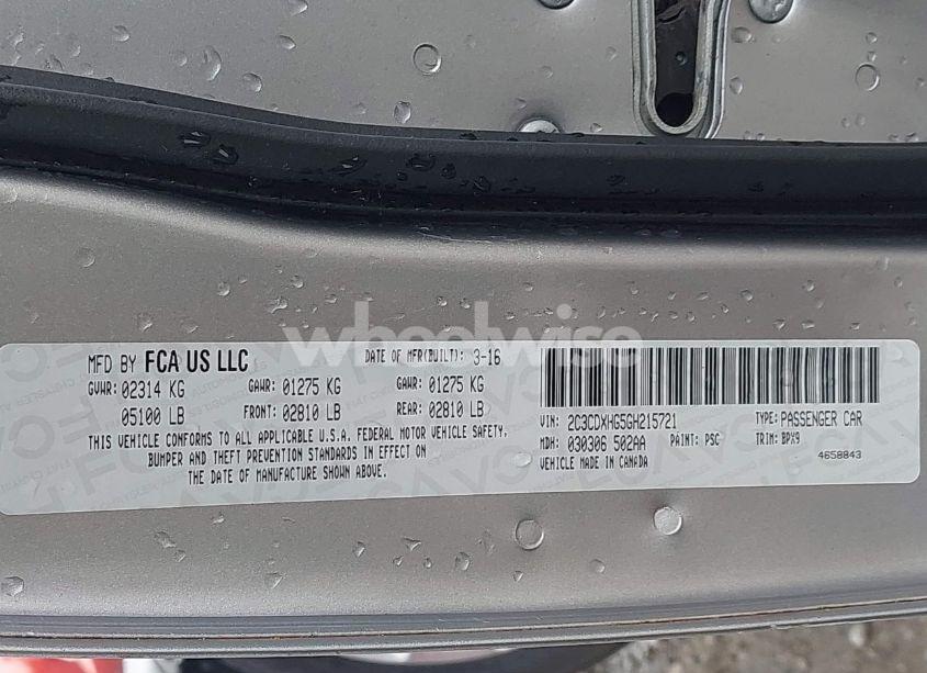 Photo 9 of 2016 Dodge Charger SXT (VIN 2C3CDXHG5GH215721)