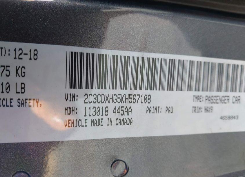 Photo 9 of 2019 Dodge Charger GT RWD (VIN 2C3CDXHG5KH567108)