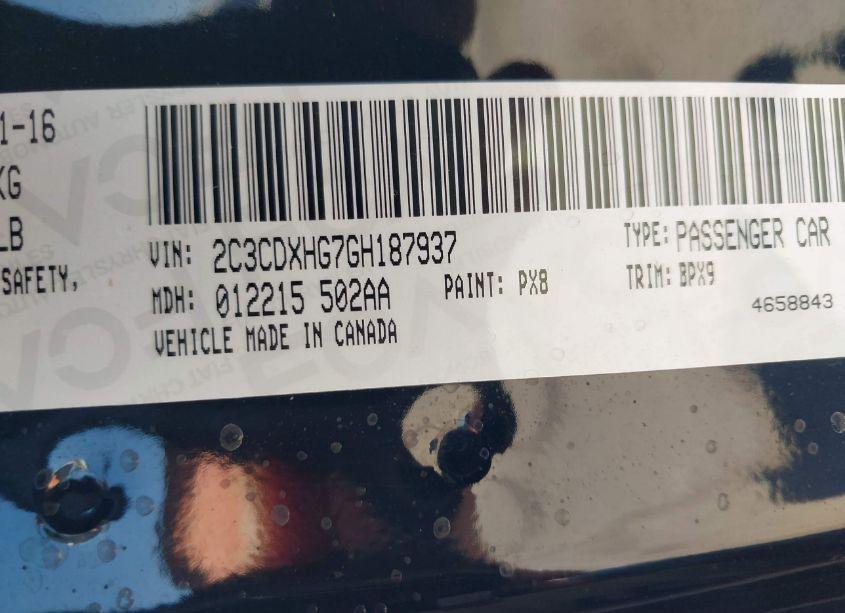 Photo 9 of 2016 Dodge Charger SXT (VIN 2C3CDXHG7GH187937)