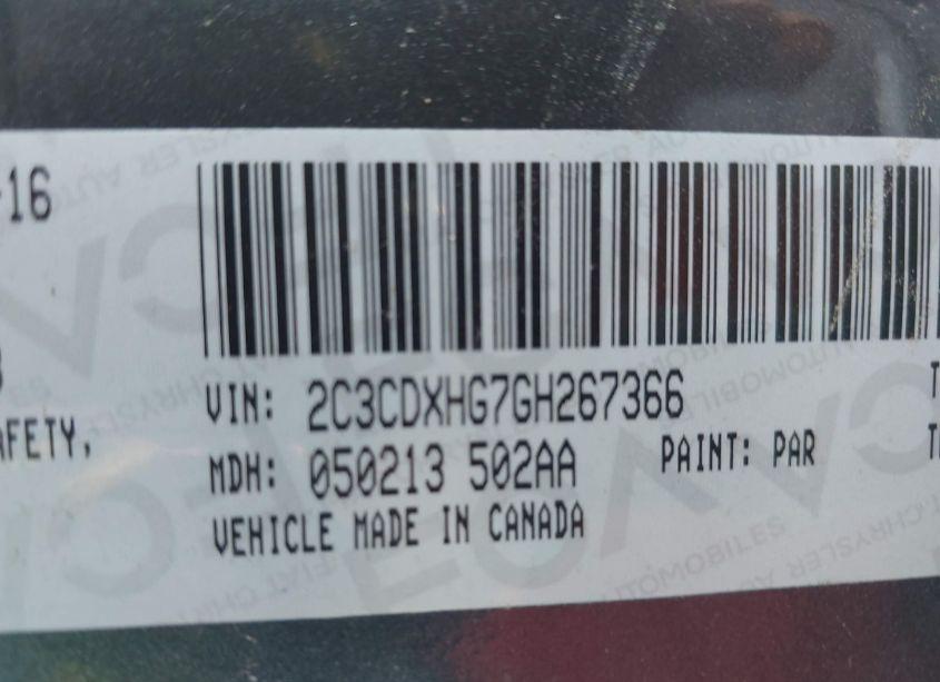 Photo 9 of 2016 Dodge Charger SXT (VIN 2C3CDXHG7GH267366)