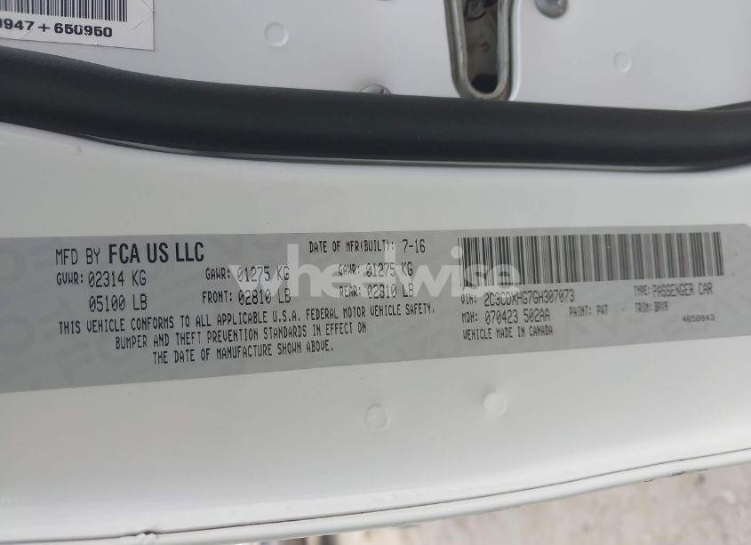 Photo 9 of 2016 Dodge Charger SXT (VIN 2C3CDXHG7GH307073)