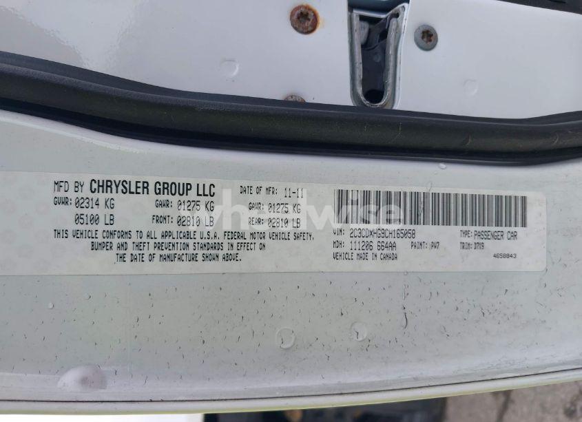 Photo 9 of 2012 Dodge Charger SXT (VIN 2C3CDXHG9CH165058)