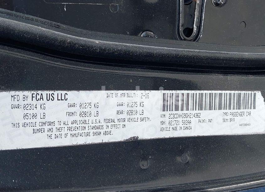 Photo 9 of 2016 Dodge Charger SXT (VIN 2C3CDXHG9GH214362)