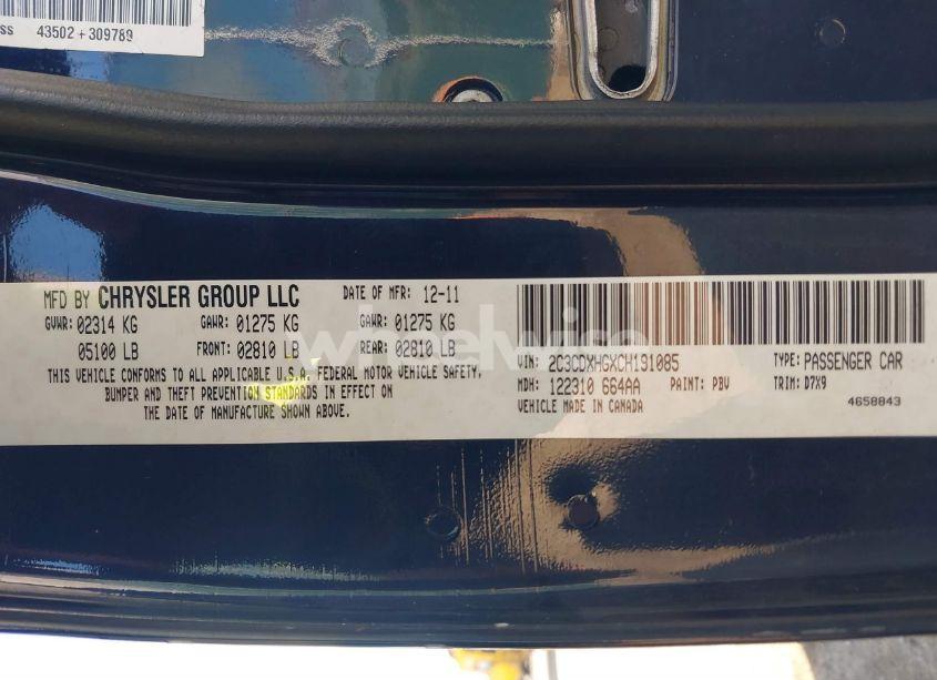 Photo 9 of 2012 Dodge Charger SXT (VIN 2C3CDXHGXCH191085)