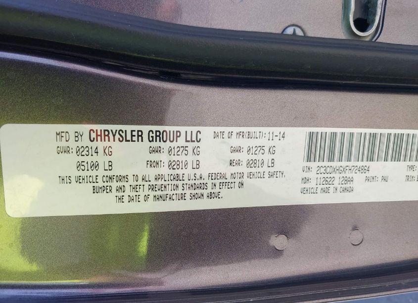 Photo 9 of 2015 Dodge Charger SXT (VIN 2C3CDXHGXFH724864)