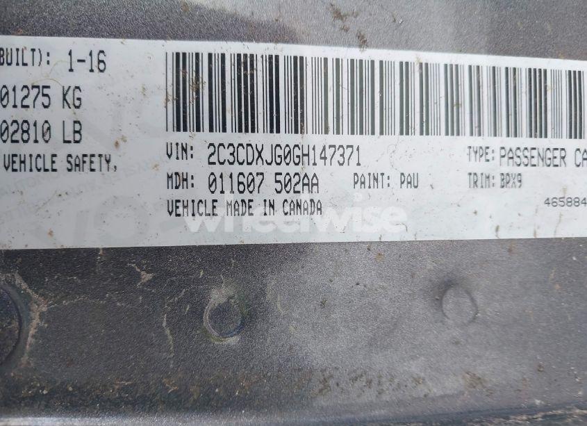 Photo 9 of 2016 Dodge Charger SXT (VIN 2C3CDXJG0GH147371)