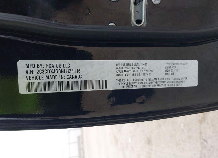 Photo 9 of 2022 Dodge Charger SXT AWD (VIN 2C3CDXJG0NH134116)