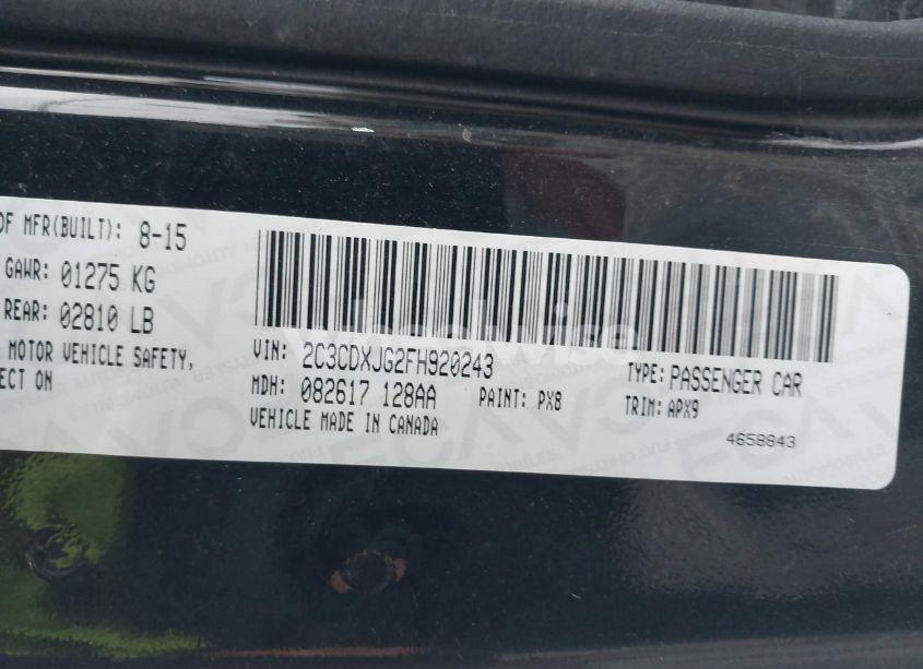 Photo 9 of 2015 Dodge Charger SXT (VIN 2C3CDXJG2FH920243)