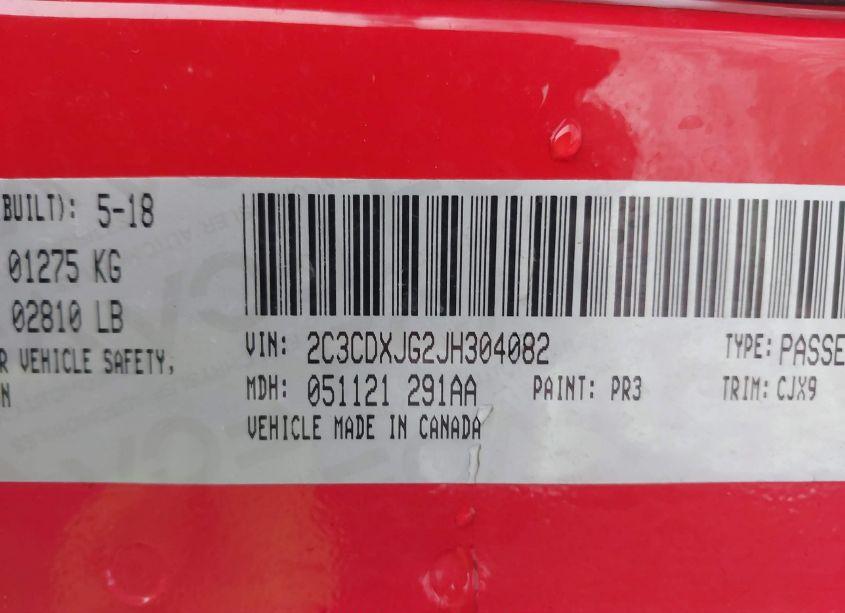 Photo 9 of 2018 Dodge Charger GT AWD (VIN 2C3CDXJG2JH304082)