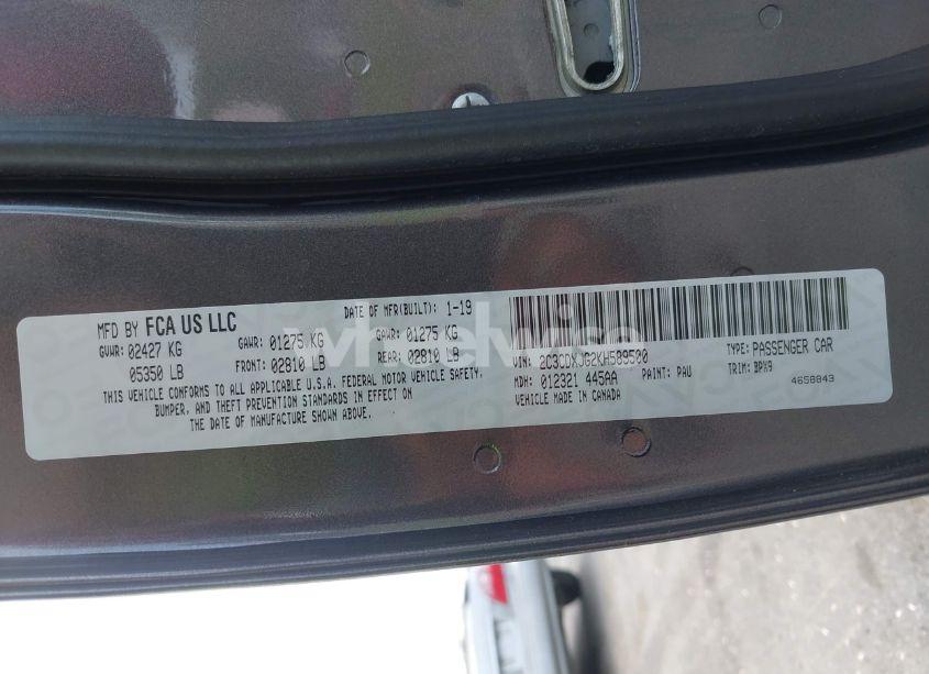 Photo 9 of 2019 Dodge Charger SXT AWD (VIN 2C3CDXJG2KH589500)