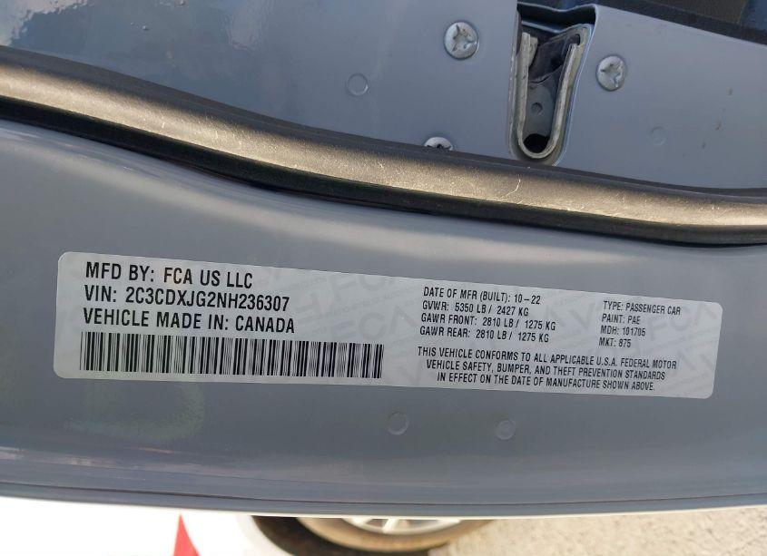 Photo 9 of 2022 Dodge Charger SXT AWD (VIN 2C3CDXJG2NH236307)