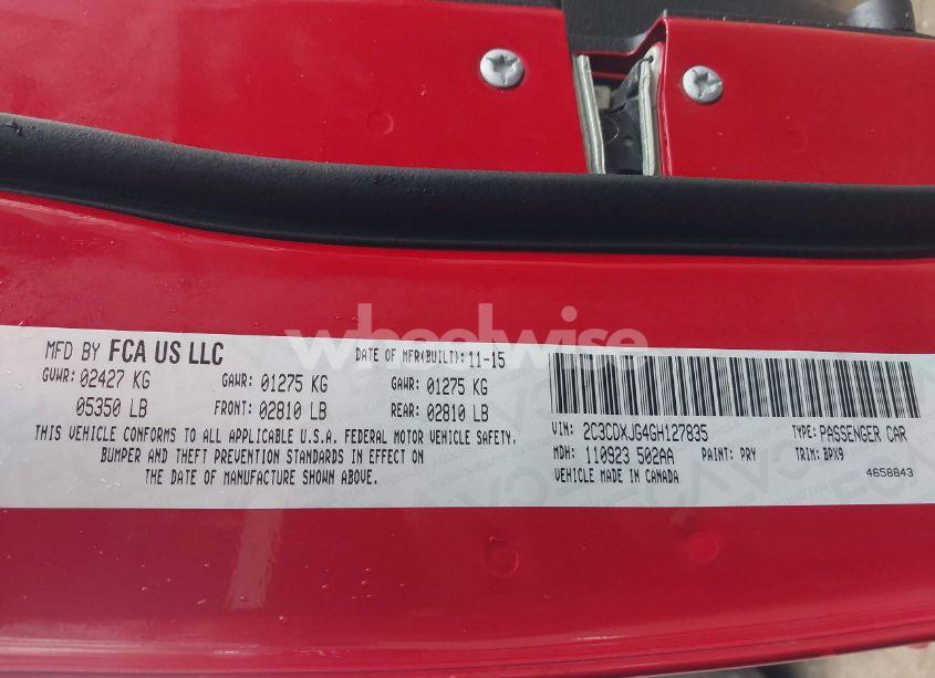 Photo 9 of 2016 Dodge Charger SXT (VIN 2C3CDXJG4GH127835)