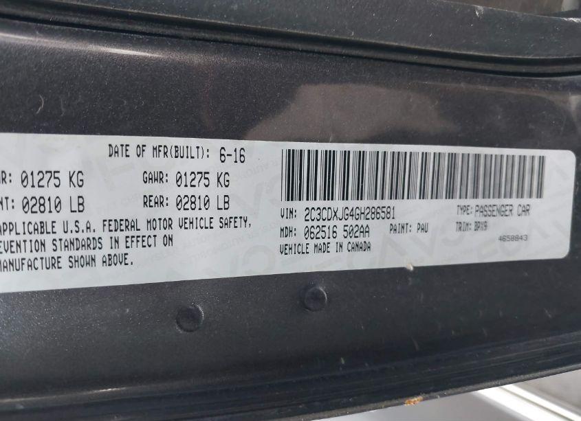 Photo 9 of 2016 Dodge Charger SXT (VIN 2C3CDXJG4GH286581)