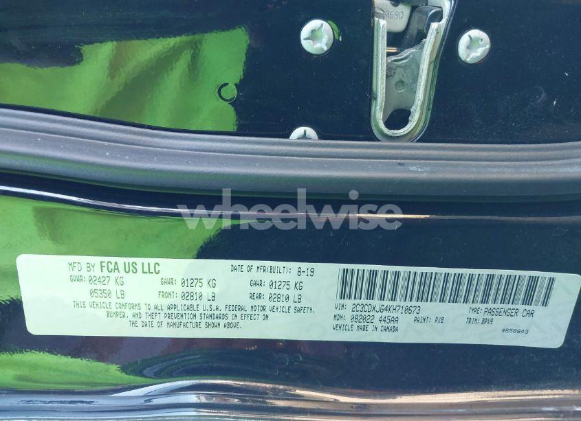 Photo 9 of 2019 Dodge Charger SXT AWD (VIN 2C3CDXJG4KH710673)