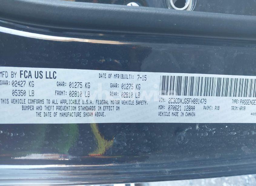 Photo 9 of 2015 Dodge Charger SXT (VIN 2C3CDXJG5FH891479)