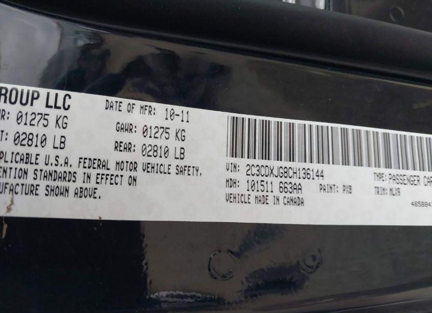 Photo 9 of 2012 Dodge Charger SXT (VIN 2C3CDXJG8CH136144)