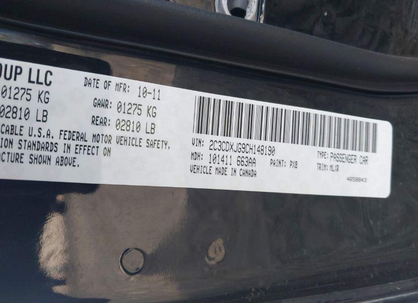 Photo 9 of 2012 Dodge Charger SXT (VIN 2C3CDXJG9CH148190)