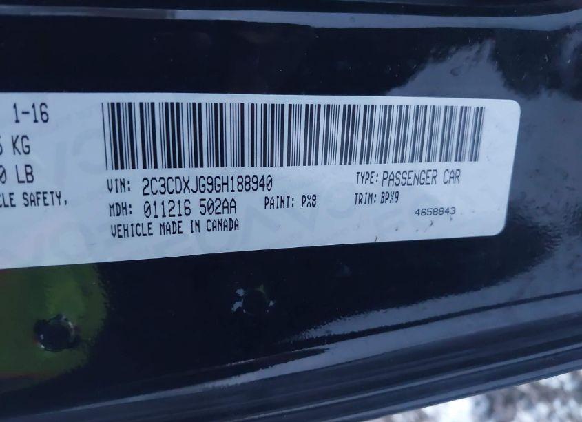 Photo 9 of 2016 Dodge Charger SXT (VIN 2C3CDXJG9GH188940)