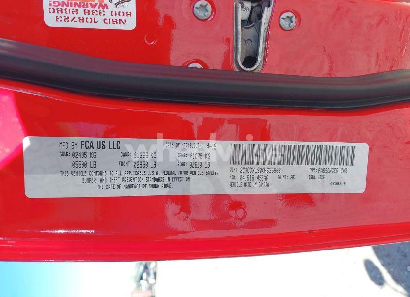 Photo 9 of 2019 Dodge Charger SRT HELLCAT RWD (VIN 2C3CDXL90KH635808)