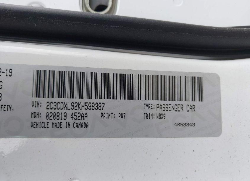 Photo 9 of 2019 Dodge Charger SRT HELLCAT RWD (VIN 2C3CDXL92KH598387)