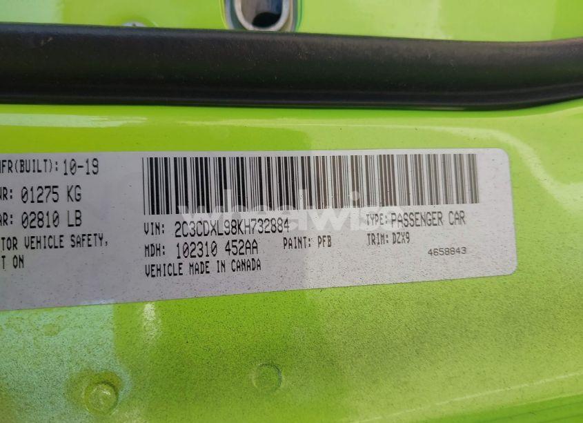 Photo 9 of 2019 Dodge Charger SRT HELLCAT RWD (VIN 2C3CDXL98KH732884)