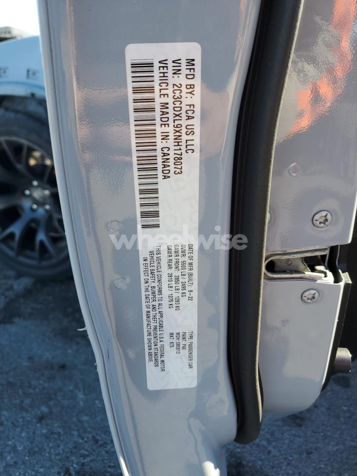 Photo 12 of 2022 DODGE CHARGER SRT HELLCAT (VIN 2C3CDXL9XNH178073)