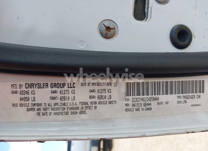 Photo 9 of 2012 Dodge Challenger SXT (VIN 2C3CDYAG1CH259404)