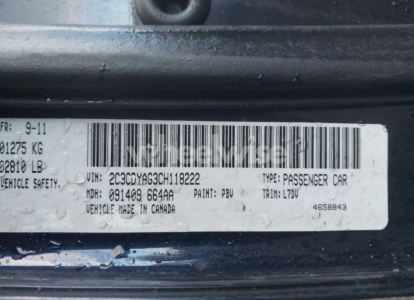 Photo 9 of 2012 Dodge Challenger SXT (VIN 2C3CDYAG3CH118222)