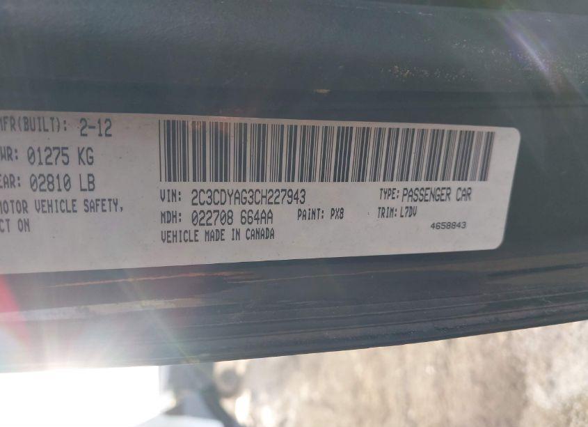 Photo 9 of 2012 Dodge Challenger SXT (VIN 2C3CDYAG3CH227943)